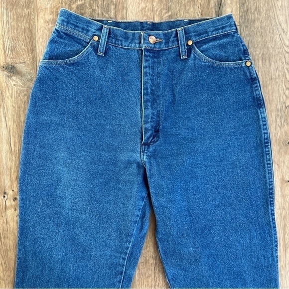 Wrangler Vintage Dark Wash Denim 12MWZG Straight Western Jeans - Picture 3 of 16